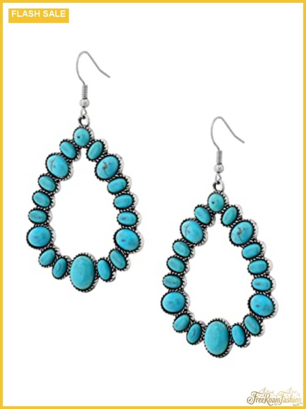 Bohemian Created Turquoise Dangle Drop Earrings French Wire Zinc Alloy
